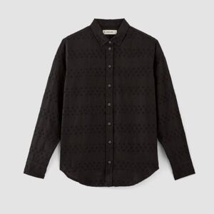 Everlane black shirt The Linen Eyelet Relaxed Long Sleeve Button Down 0 New